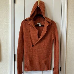 Banana Republic Orange Vneck Sweater with hood